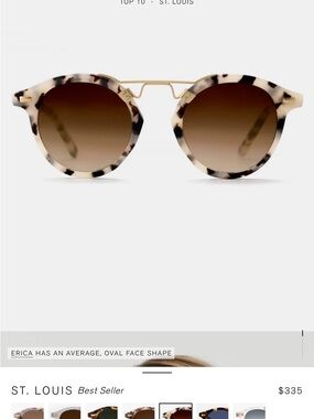 KREWE St. Louis Tortoiseshell Round Sunglasses with Gold Bridge